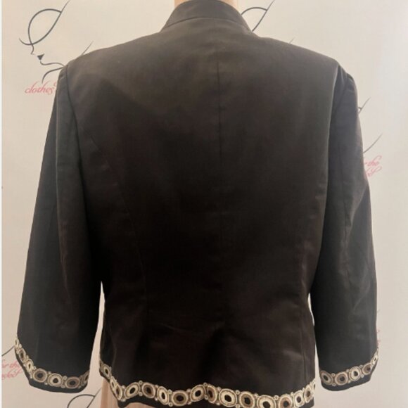 WILLI SMITH. Sz M. Cotton Bl Embroidered. Hook Front. 3/4 Sleeve Jacket. B125 - Picture 4 of 6